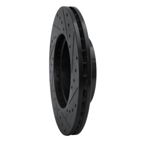 Volkswagen EuroVan Brake Rotor (1) - Front Left - R1 Concepts - Drilled & Slotted - Black - `96-`00